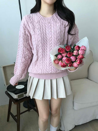 Romantic Cable Oversized Round Neck Knit