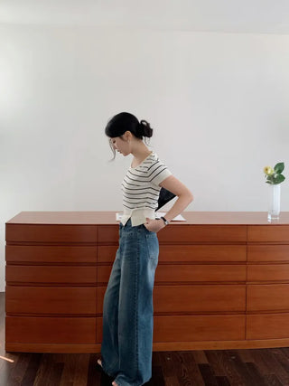 Seno U-neck Crop Slit Knit