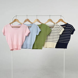 Seno U-neck Crop Slit Knit