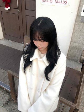 Collared Double-Button Delicate Fit White Midi Coat