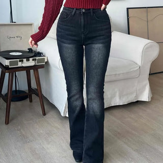 High-waisted Bootcut Long Denim Pants