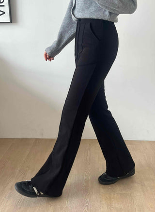 Slim Straight High-Waisted Slacks Pants