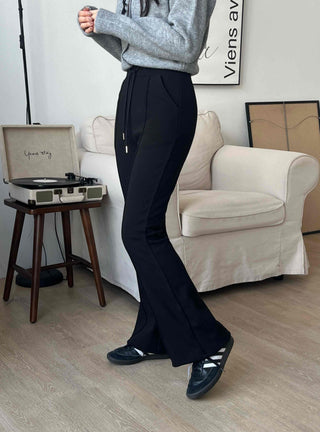 Slim Straight High-Waisted Slacks Pants