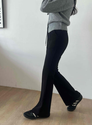 Slim Straight High-Waisted Slacks Pants