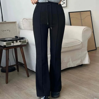 Slim Straight High-Waisted Slacks Pants