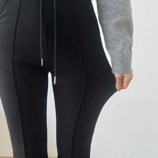 Slim Straight High-Waisted Slacks Pants