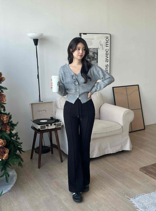 Slim Straight High-Waisted Slacks Pants