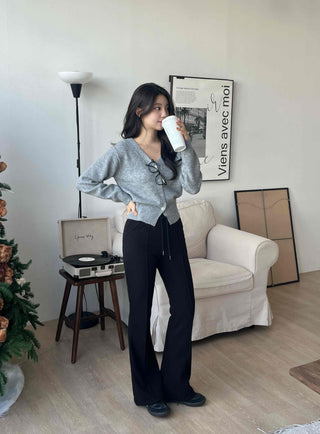 Slim Straight High-Waisted Slacks Pants