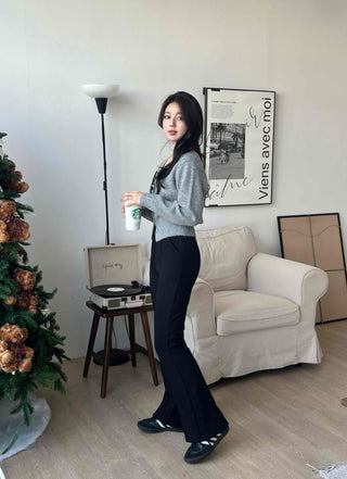 Slim Straight High-Waisted Slacks Pants