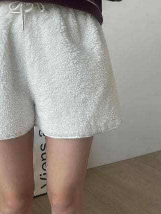 Fleece Texture Mini Half Elastic Waist Shorts