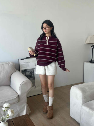 Fleece Texture Mini Half Elastic Waist Shorts