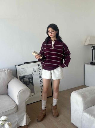 Fleece Texture Mini Half Elastic Waist Shorts