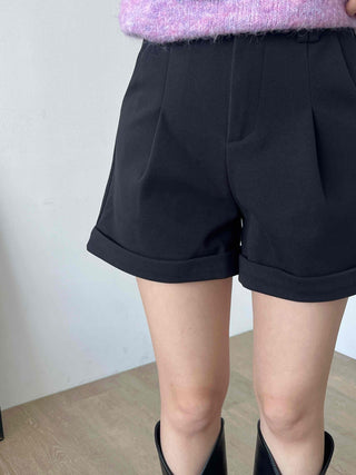 Rolled-up Tailored High-waisted Mini Shorts