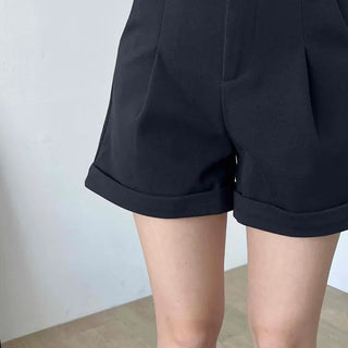 Rolled-up Tailored High-waisted Mini Shorts