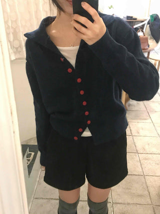 Retro Color Button Turtleneck Oversized Knit Cardigan