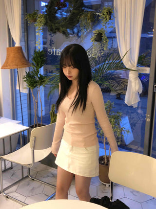 Winter Glam Ribbed Deep V Slim Knit