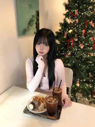 Winter Glam Ribbed Deep V Slim Knit