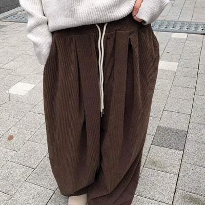 Corduroy Double Pintuck Casual Long Pants