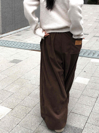 Corduroy Double Pintuck Casual Long Pants