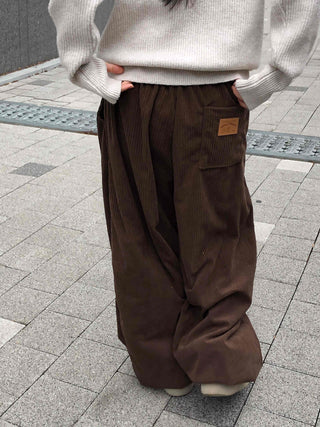 Corduroy Double Pintuck Casual Long Pants