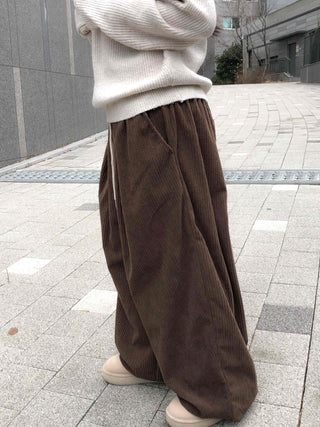 Corduroy Double Pintuck Casual Long Pants