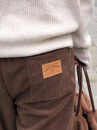 Corduroy Double Pintuck Casual Long Pants