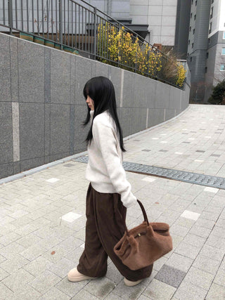 Corduroy Double Pintuck Casual Long Pants