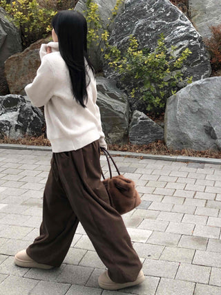 Corduroy Double Pintuck Casual Long Pants