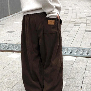 Corduroy Double Pintuck Casual Long Pants