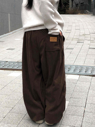 Corduroy Double Pintuck Casual Long Pants