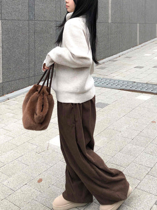 Corduroy Double Pintuck Casual Long Pants