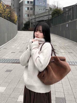 Cozy High-Neck Warmer Turtleneck Loose Knit