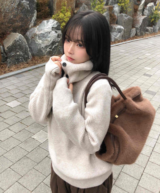 Cozy High-Neck Warmer Turtleneck Loose Knit