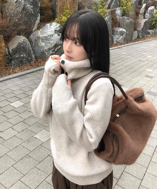Cozy High-Neck Warmer Turtleneck Loose Knit