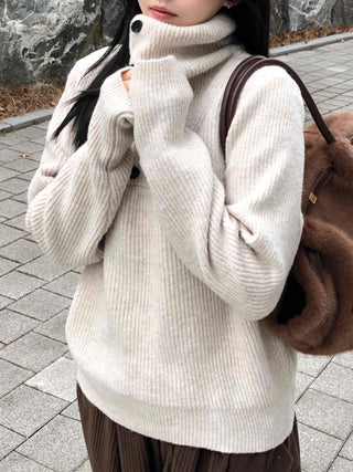 Cozy High-Neck Warmer Turtleneck Loose Knit