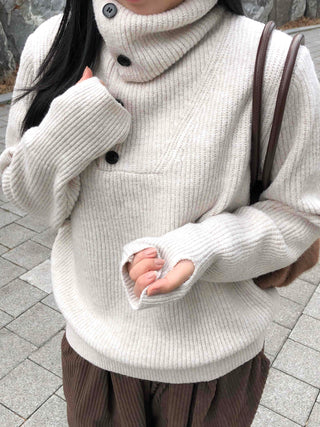 Cozy High-Neck Warmer Turtleneck Loose Knit