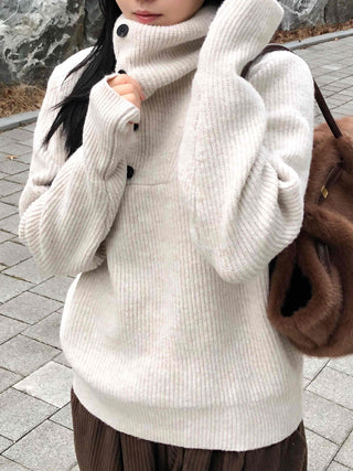 Cozy High-Neck Warmer Turtleneck Loose Knit