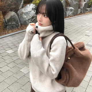 Cozy High-Neck Warmer Turtleneck Loose Knit