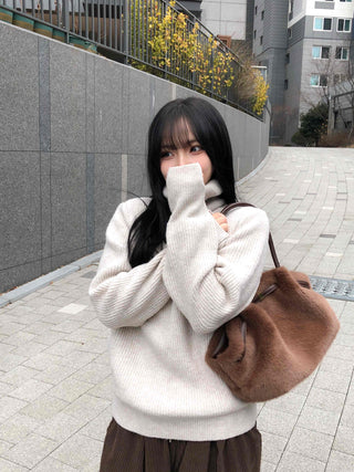 Cozy High-Neck Warmer Turtleneck Loose Knit
