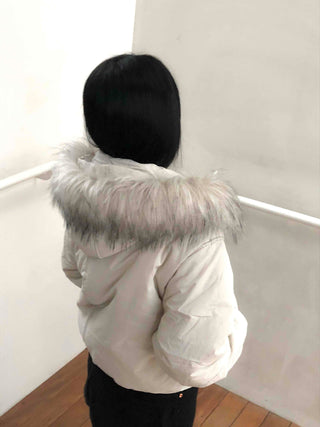 Fur-trimmed Cozy Fit Cropped Padded Jumper