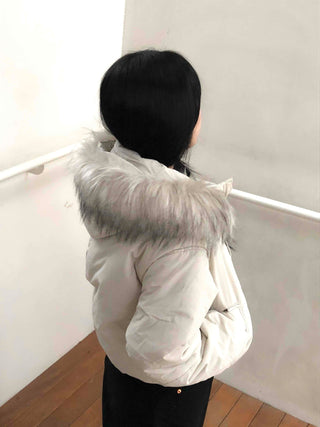 Fur-trimmed Cozy Fit Cropped Padded Jumper