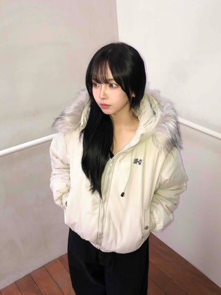 Fur-trimmed Cozy Fit Cropped Padded Jumper