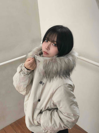 Fur-trimmed Cozy Fit Cropped Padded Jumper