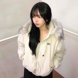 Fur-trimmed Cozy Fit Cropped Padded Jumper