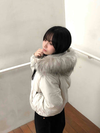 Fur-trimmed Cozy Fit Cropped Padded Jumper