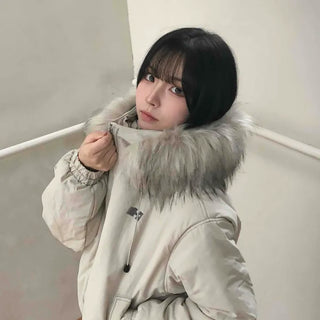 Fur-trimmed Cozy Fit Cropped Padded Jumper
