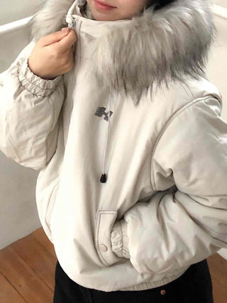 Fur-trimmed Cozy Fit Cropped Padded Jumper