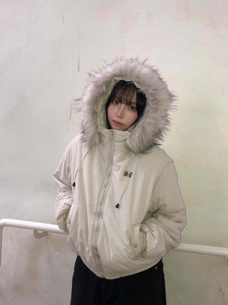 Fur-trimmed Cozy Fit Cropped Padded Jumper