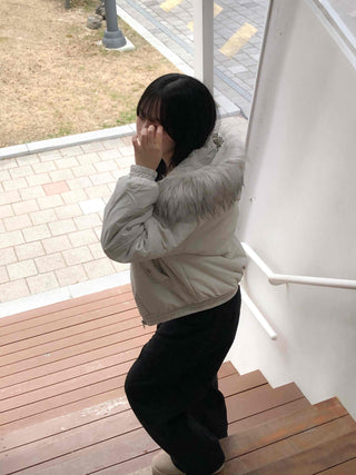 Fur-trimmed Cozy Fit Cropped Padded Jumper