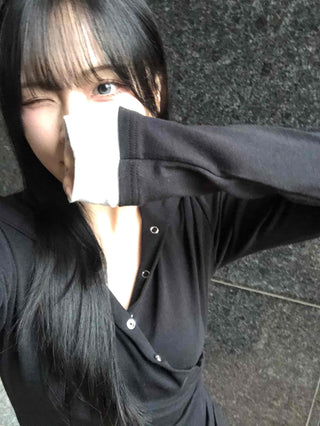 Diagonal Snap Button Slim Hoodie